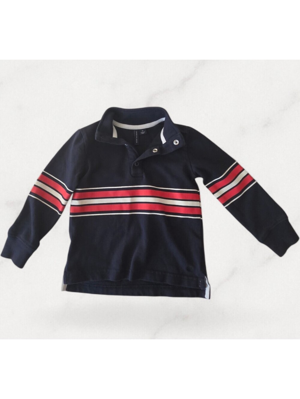 Janie and Jack Long Polo Sweater Navy Blue Red White 2T